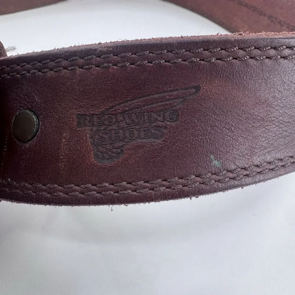 Red Wing Basic Work Belt Mens Size 38 Brown Leather Brass Buckle USA 96524